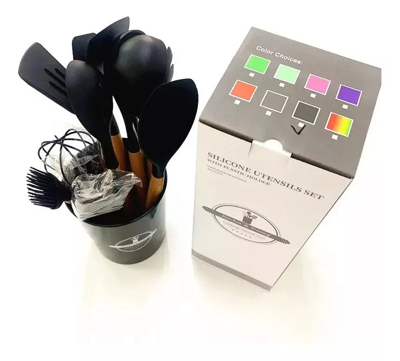 Drop Kit 12 Peças Colher para Cozinha Silicone BPA Antiferrugem Utensílios de Cozinha Jogo de Colher
