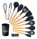 Drop Kit 12 Peças Colher para Cozinha Silicone BPA Antiferrugem Utensílios de Cozinha Jogo de Colher