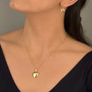 Conjunto Feminino Colar E Brinco Folheado De Ouro 18k Semi Joia