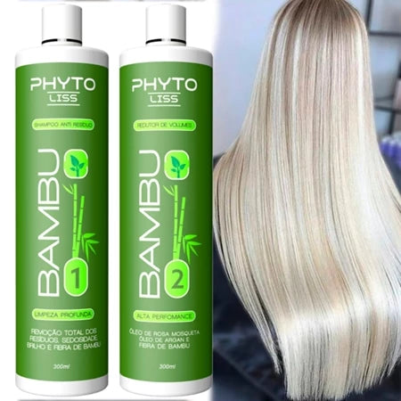 Kit Progressiva Sem Formol Orgânica | Fibra de Bambu | Phyto Liss 300ml + Protetor Térmico