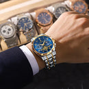 Relógio Masculino De Quartzo Luminoso POEDAGAR Homem Moda Original Cronógrafo Esportivo De Mutifução De Aço Inoxidável