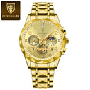 Relógio Masculino De Quartzo Luminoso POEDAGAR Homem Moda Original Cronógrafo Esportivo De Mutifução De Aço Inoxidável