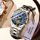 Relógio Masculino De Quartzo Luminoso POEDAGAR Homem Moda Original Cronógrafo Esportivo De Mutifução De Aço Inoxidável