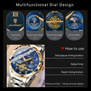 Relógio Masculino De Quartzo Luminoso POEDAGAR Homem Moda Original Cronógrafo Esportivo De Mutifução De Aço Inoxidável