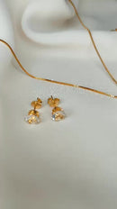 Kit Conjunto Colar + Pulseira+ Brinco Ponto de Luz Banhado à Ouro 18k Folheado