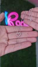 Colar Corrente Cordao Gargantilha Banhado Prata 925 Coração Vazado