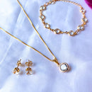 Kit Conjunto Colar + Pulseira+ Brinco Ponto de Luz Banhado à Ouro 18k Folheado